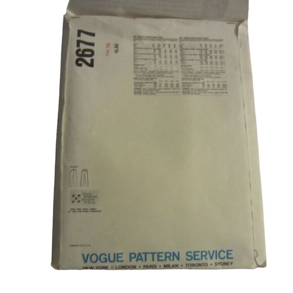 Vogue Women's Vintage Sewing Pattern 2677 Pants Beige Size 16 - Picture 5 of 5